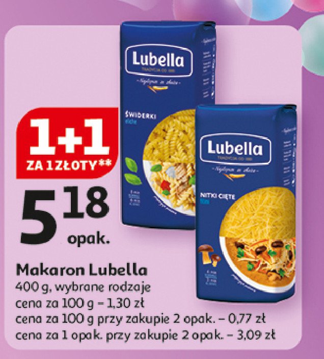 Makaron nitki cięte Lubella makaron promocja w Auchan