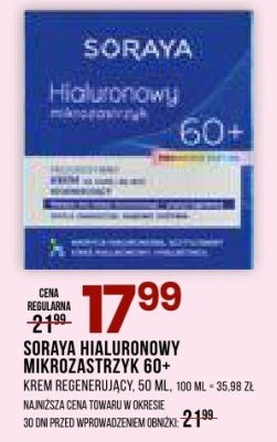 Krem regenerujący SORAYA Hialuronowy Mikrozastrzyk 60+ promocja w Drogerie Natura