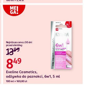Od偶ywka do paznokci 6w1 care&colour nadaj膮ca kolor shimmer pink Eveline nail therapy professional promocja