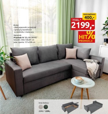 Narożnik Przemek IV 3DLRECBKMU promocja w Black Red White