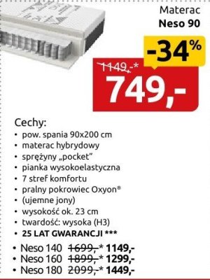 Materac Neso 90 promocja w Black Red White