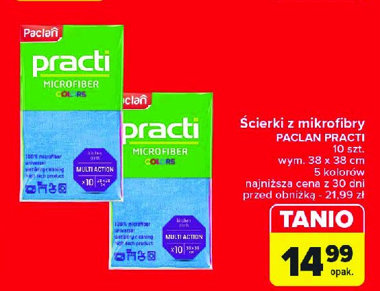 Ściereczki z mikrofibry 38 x 38 cm PACLAN PRACTI MICROFIBER promocja