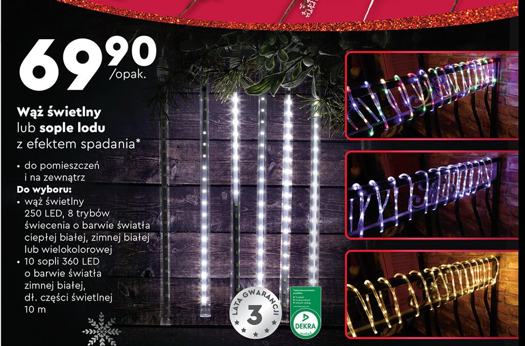 Wąż świetlny 250 led promocja