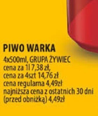 Piwo Warka promocja w Arhelan