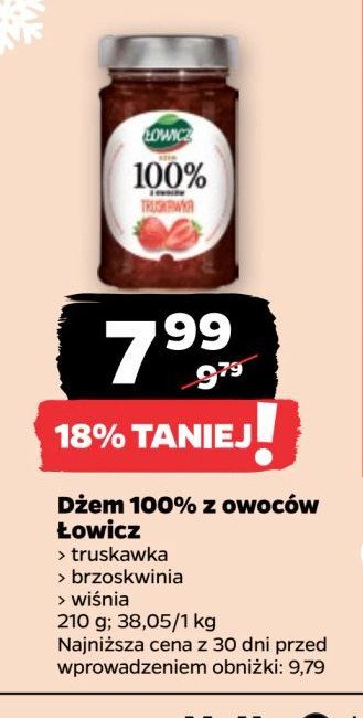 Dżem wiśnia Łowicz 100 % z owoców promocja w Netto