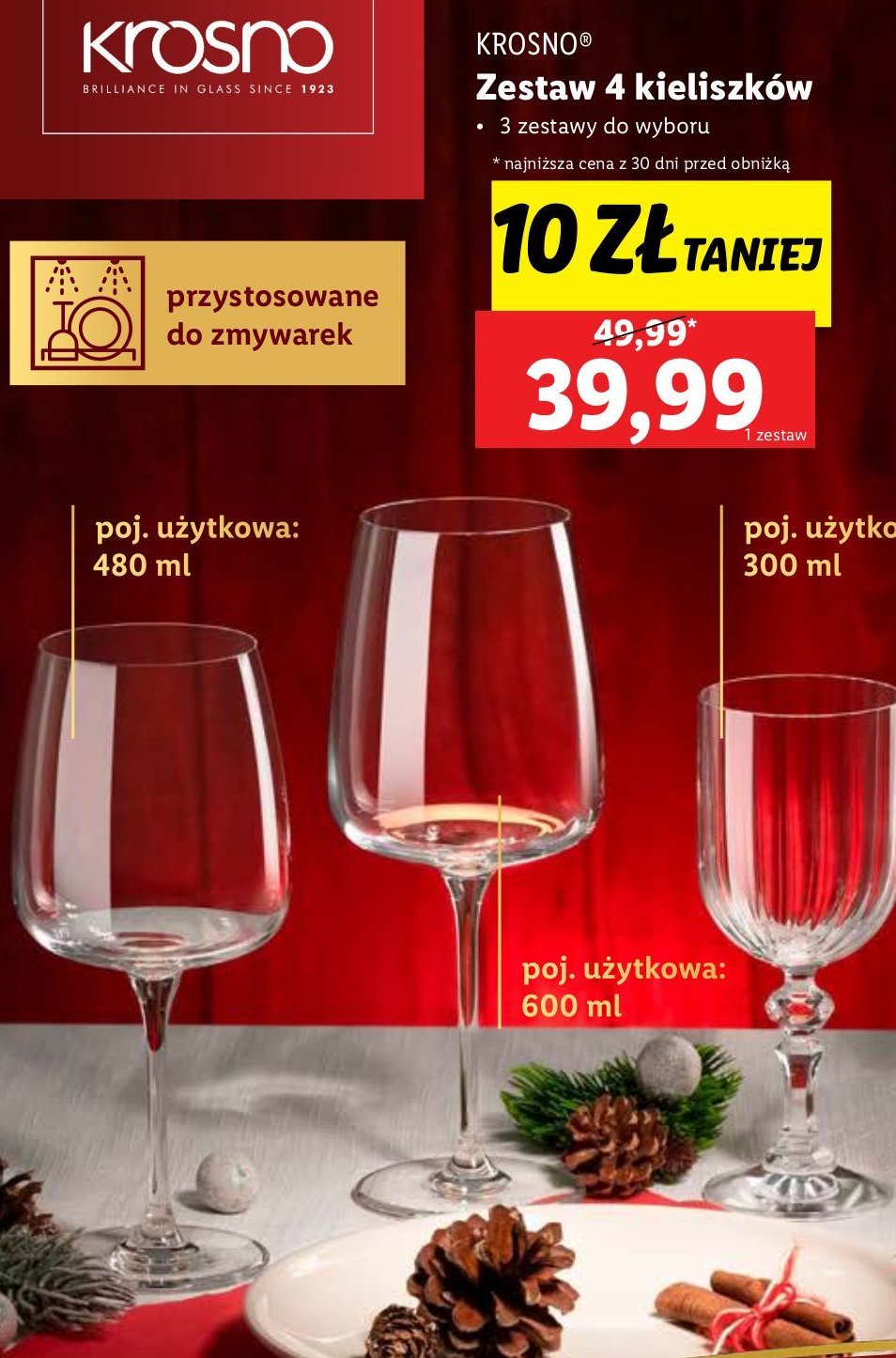 Kieliszki 600 ml Krosno s.a. promocja