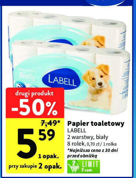 Papier toaletowy biały Labell promocja w Intermarche