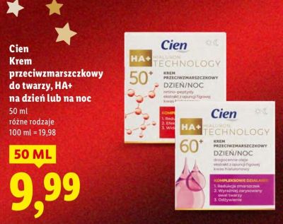 Krem przeciwzmarszczkowy do twarzy Cien HA+ na dzień lub na noc promocja w Lidl