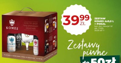 Piwo Zestaw Komes 4x0,5 L + Pokal promocja w Duży Ben