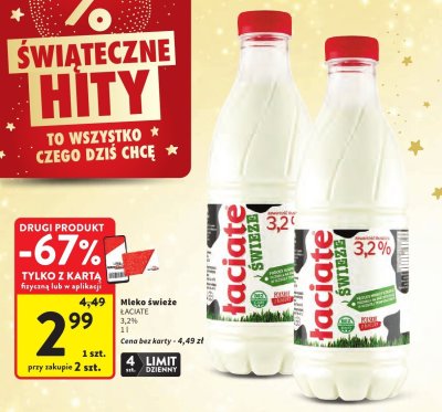 Mleko świeże ŁACIATE 3,2% promocja w Intermarche