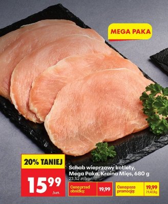 Schab wieprzowy kotlety Mega Paka Kraina Mięs 680g promocja w Biedronka