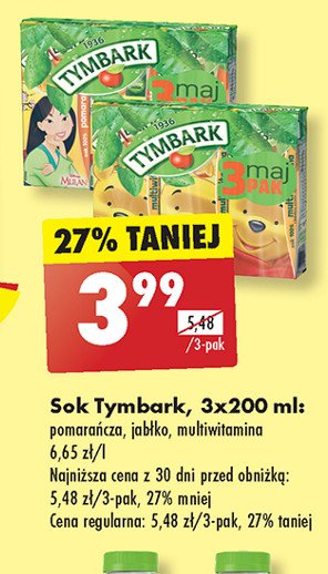 Sok jab艂kowy auta Tymbark kartonik promocja