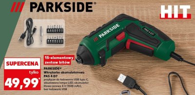 Wkrętarka akumulatorowa PAS 4 D7 przytącze do ładowania USB typu C, wbudowana lampa LED, akumulator litowo-jonowy 4 V (1500 mAh), bez ładowarki USB promocja w Kaufland