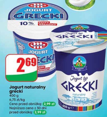 Jogurt naturalny grecki typ promocja w Dino