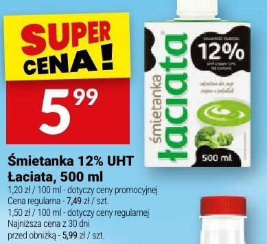 Śmietanka 12% UHT Łaciata, 500 ml promocja w Twój Market