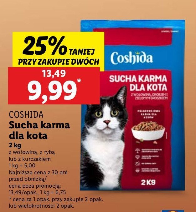 Karma dla kota z rybą i warzywami Coshida promocja w Lidl