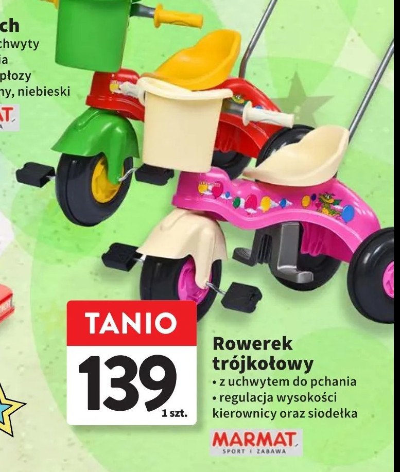 Rowerek dziecięcy trójkołowy Marmat promocja