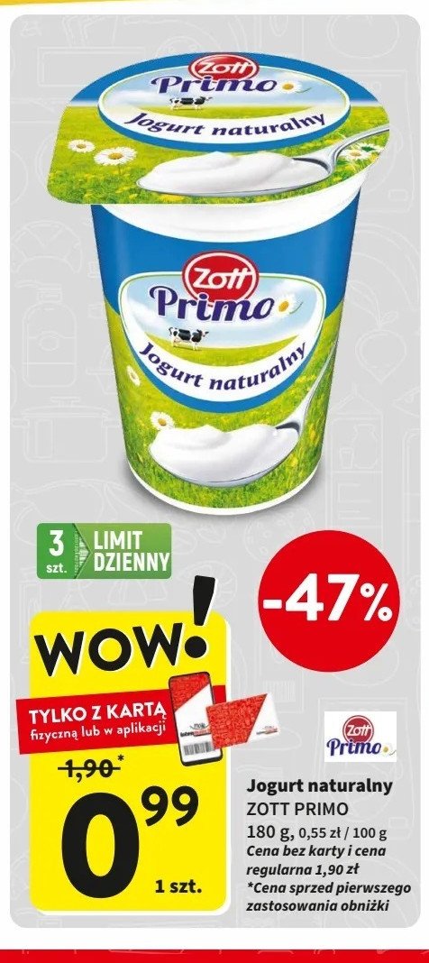 Jogurt naturalny Zott primo promocja w Intermarche