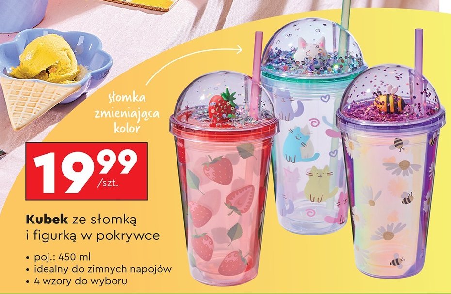 Kubek ze słomką 450 ml promocja w Biedronka