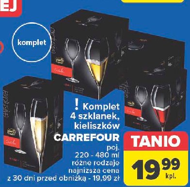 Komplet szklanek do napojów Carrefour promocja