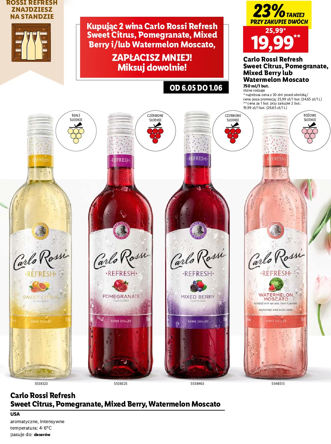 Wino Carlo rossi refresh watermelon moscato promocja w Lidl