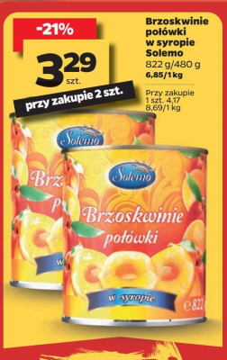 Brzoskwinie połówki w syropie Solemo promocja