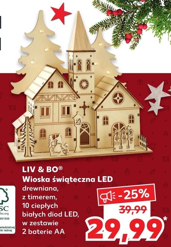 Wioska świąteczna drewniana led Liv & bo promocja