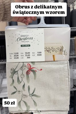 Obrus ze świątecznym wzorem 140 x 240 cm promocja w Pepco