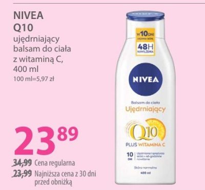 Balsam do ciała NIVEA Q10 ujędrniający z witaminą C 400 ml promocja w Hebe