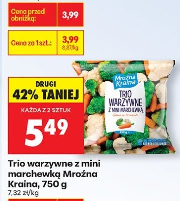 Trio warzywne z mini marchewką Mrożna Kraina, 750 g promocja w Biedronka
