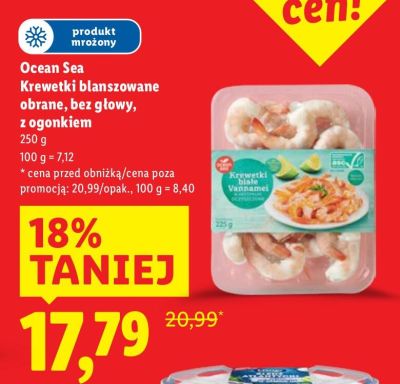 Krewetki blanszowane obrane, bez głowy, z ogonkiem promocja w Lidl