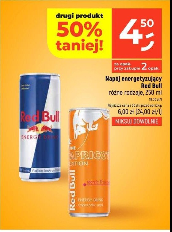 Napój morela-truskawka Red bull the summer edition promocja