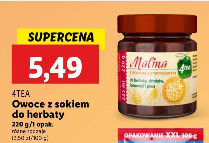 Malina z sokiem cytrynowym 4teo promocja w Lidl