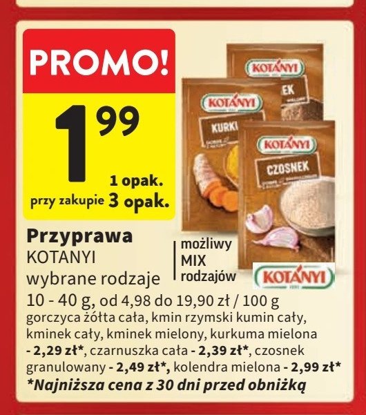 Czarnuszka cała Kotanyi promocja w Intermarche