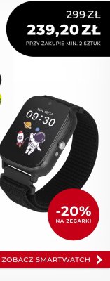 Smartwatch dziecięcy TECH 4G VELCRO czarny ZG-019547 promocja w Briju