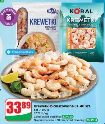 Krewetki blanszowane Ocean Koral 31-40 szt. promocja w Dino