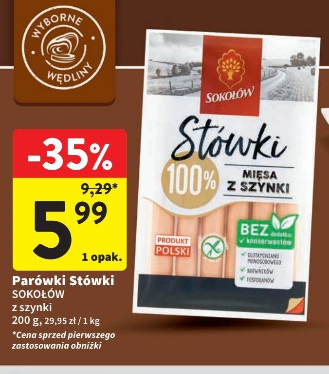 Parówki stówki Sokołów promocja w Intermarche