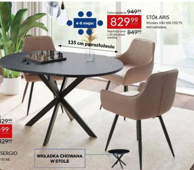 Stół ARIS wymiary 100/100-135/75 Abra Meble promocja w Abra Meble