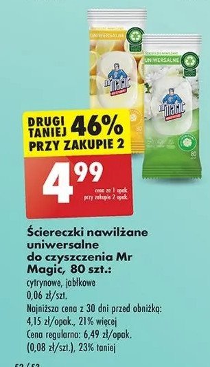 Chusteczki do czyszczenia zielone jabłko Mr magic promocja