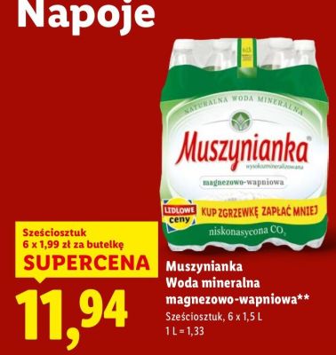 Woda mineralna magnezowo-wapniowa 6x1,5 l promocja w Lidl