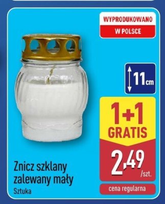 Znicz szklany zalewany mały 1+1 GRATIS promocja w Aldi