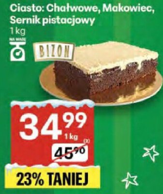Ciasto chałwowe, Makowiec, Sernik pistacjowy promocja w Delikatesy Centrum