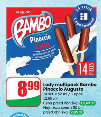 Lody multipack Bambo Pinoccio Augusta promocja w Dino