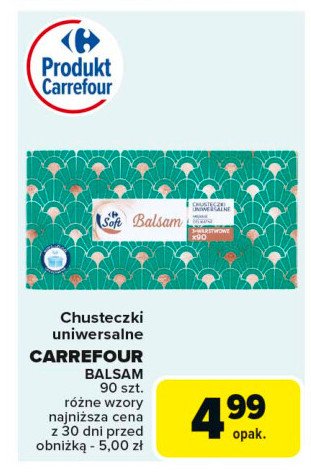 Chusteczki uniwersalne balsam Carrefour soft promocja