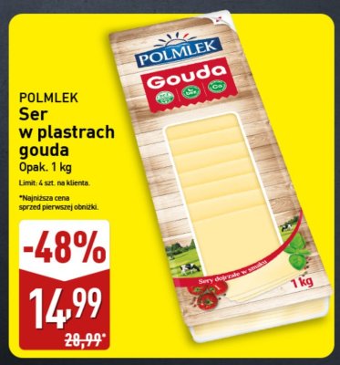 Ser w plastrach gouda Polmlek promocja w Aldi