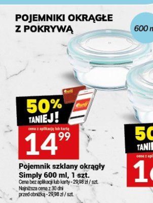 Pojemnik szklany okrągły Simply 600 ml promocja w Twój Market