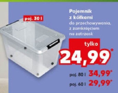 Pojemnik z kółkami do przechowywania z zamknięciem na zatrzask promocja w Kaufland
