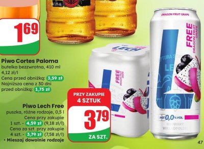 Piwo Cortes Paloma butelka bezzwrotna promocja w Dino