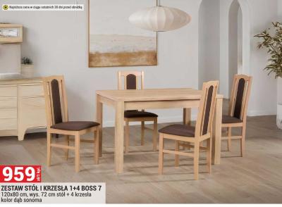 Zestaw stół i krzesła 1+4 BOSS 7 120x80 cm, wys. 72 cm stół + 4 krzesła, kolor dąb sonoma promocja w Merkury Market