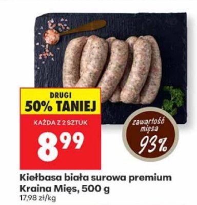 Kiełbasa biała surowa premium 500 g promocja w Biedronka